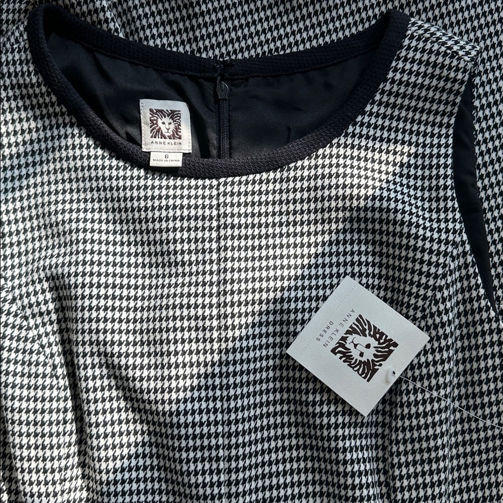 New With Tag ANNE KLEIN Black and White Checkered Midi Dress Size 6. - Picture 10 of 13